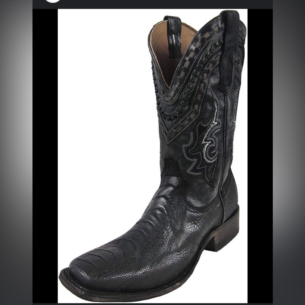 Corral Mens Black Ostrich Leg Embroidered Boots